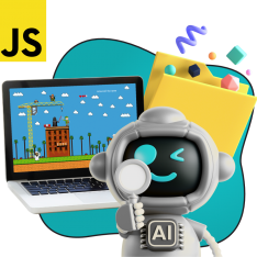 Язык программирования JavaScript + AI. Проектное обучение + геймификация + AI-помощники - КИБЕРшкола программирования для детей, компьютерные курсы для школьников, начинающих и подростков - KIBERone г. Нягань